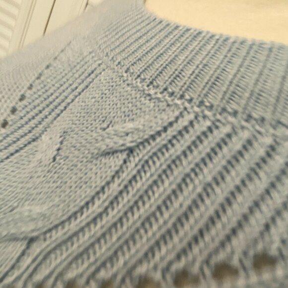 Endless Rose Pale Blue Sweater Sz M with peplum and lace - Picture 7 of 12